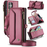 For Samsung Galaxy S22 Ultra 5G Leather Case CASEME C36 Zipper Multiple Card Slots Phone Cover with Straps