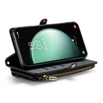 Til Samsung Galaxy S23 FE læderetui CASEME C36 lynlås med flere kortpladser telefoncover med remme