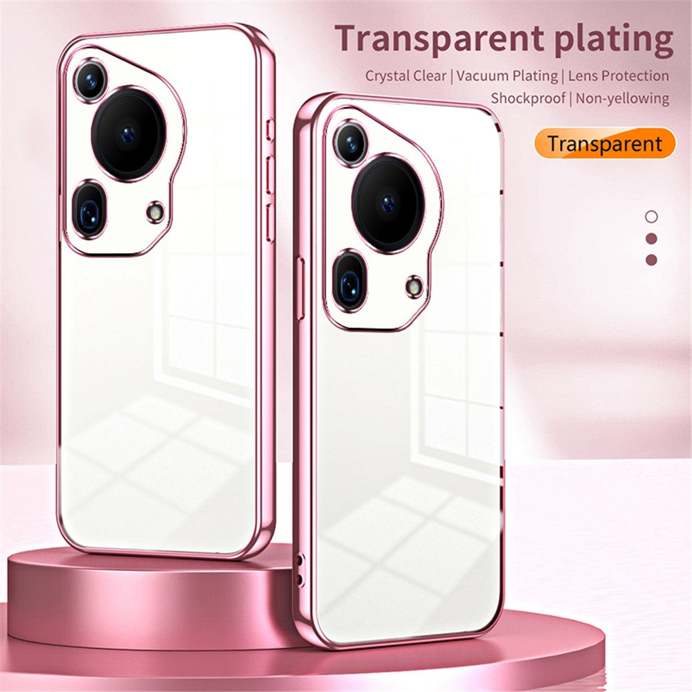 For Huawei Pura 70 Ultra Case TPU Shockproof Clear Phone Cover Electroplating Frame