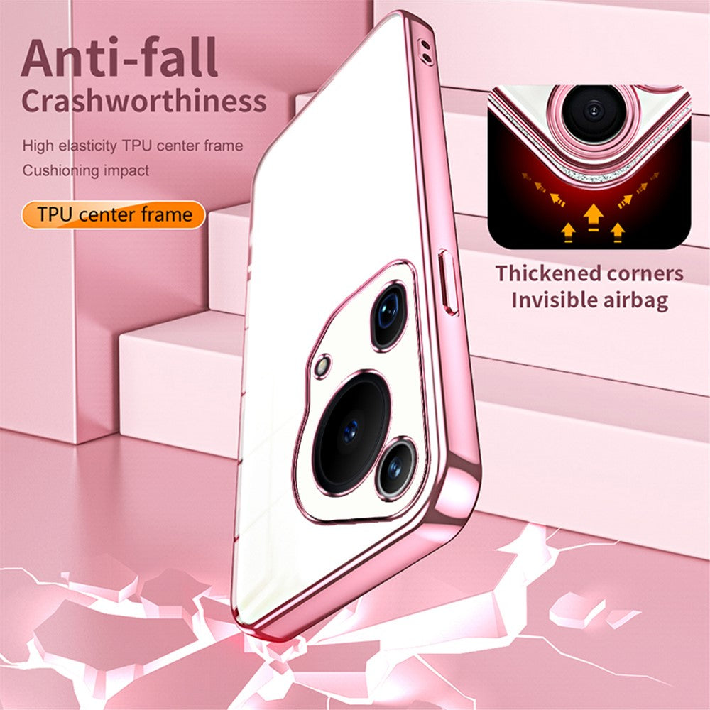 For Huawei Pura 70 Ultra Case TPU Shockproof Clear Phone Cover Electroplating Frame