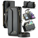 For Samsung Galaxy S20 Plus 5G / 4G Leather Case CASEME C36 Zipper Multiple Card Slots Phone Cover with Straps
