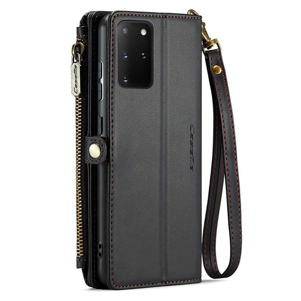 For Samsung Galaxy S20 Plus 5G / 4G Leather Case CASEME C36 Zipper Multiple Card Slots Phone Cover with Straps