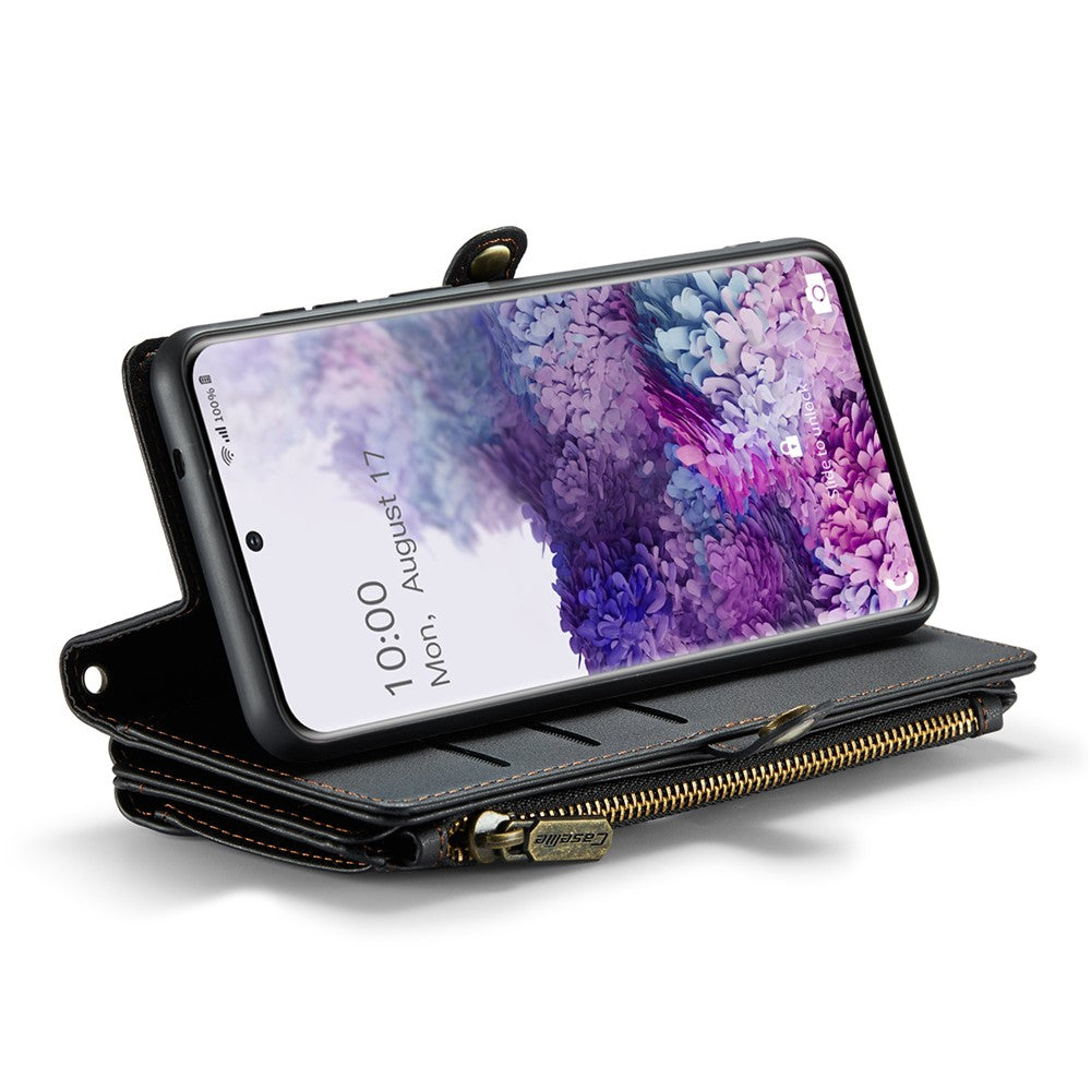 For Samsung Galaxy S20 Plus 5G / 4G Leather Case CASEME C36 Zipper Multiple Card Slots Phone Cover with Straps