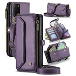 For Samsung Galaxy S20 Plus 5G / 4G Leather Case CASEME C36 Zipper Multiple Card Slots Phone Cover with Straps