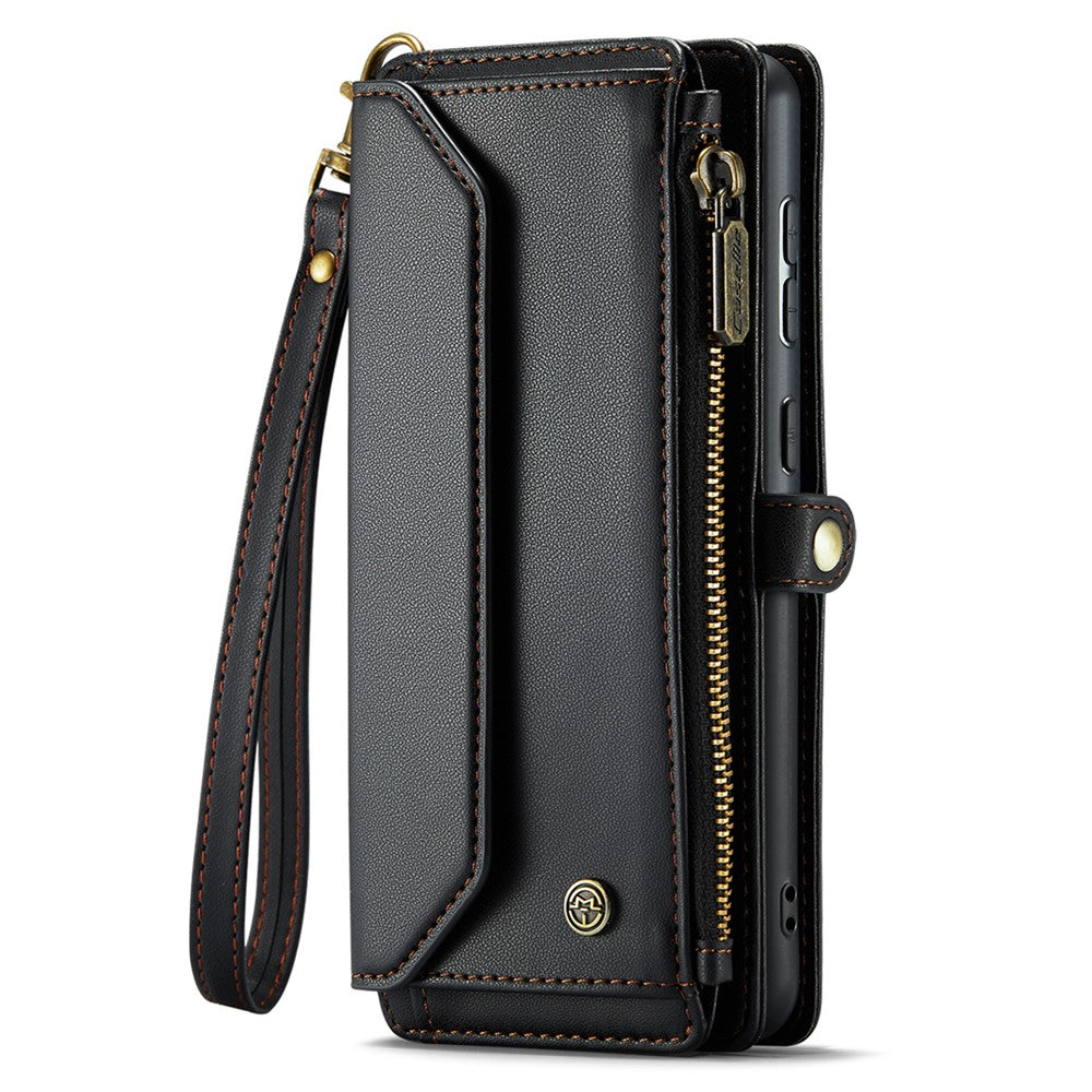 For Samsung Galaxy S20 Ultra Leather Case CASEME C36 Zipper Multiple Card Slots Phone Cover with Straps