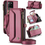 For Samsung Galaxy S20 Ultra Leather Case CASEME C36 Zipper Multiple Card Slots Phone Cover with Straps