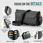 For Samsung Galaxy S21 FE 5G Leather Case CASEME C36 Zipper Multiple Card Slots Phone Cover with Straps