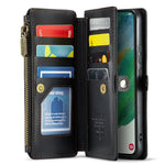 For Samsung Galaxy S21 FE 5G Leather Case CASEME C36 Zipper Multiple Card Slots Phone Cover with Straps