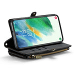 For Samsung Galaxy S21 FE 5G Leather Case CASEME C36 Zipper Multiple Card Slots Phone Cover with Straps