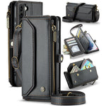 For Samsung Galaxy S21+ 5G Leather Case CASEME C36 Zipper Multiple Card Slots Phone Cover with Straps