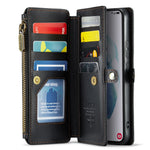 Läderfodral för Samsung Galaxy S21+ 5G, CASEME C36, dragkedja, flera kortplatser, mobilfodral med remmar