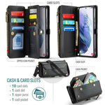 For Samsung Galaxy S21+ 5G Leather Case CASEME C36 Zipper Multiple Card Slots Phone Cover with Straps