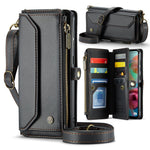 For Samsung Galaxy A71 4G SM-A715 Leather Case CASEME C36 Zipper Multiple Card Slots Phone Cover with Straps