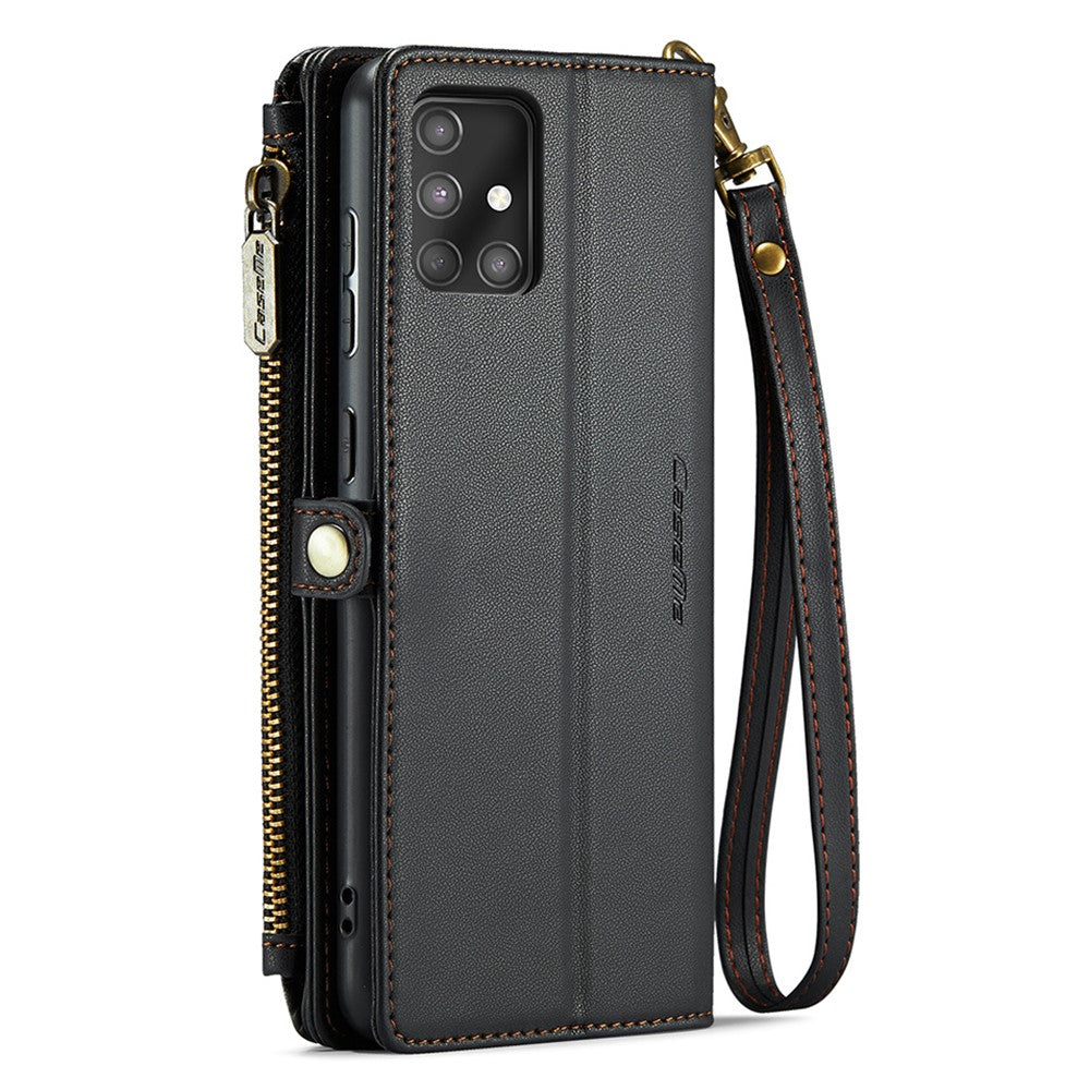 For Samsung Galaxy A71 4G SM-A715 Leather Case CASEME C36 Zipper Multiple Card Slots Phone Cover with Straps