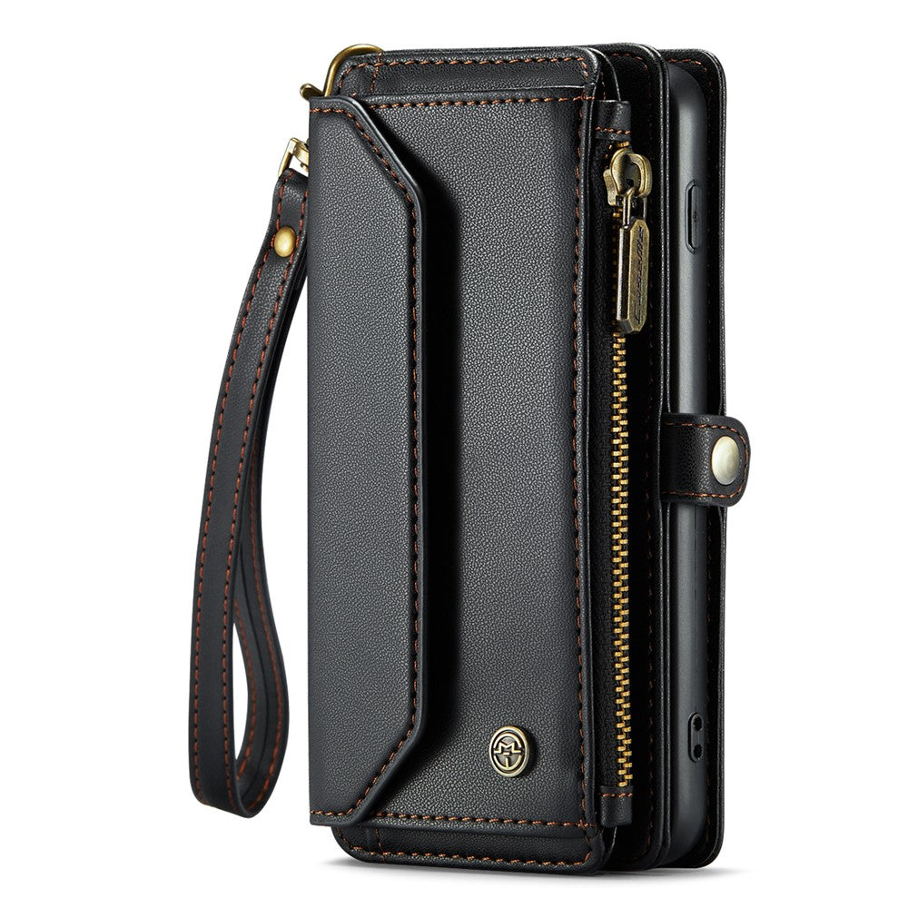 For Samsung Galaxy S10 5G Leather Case CASEME C36 Zipper Multiple Card Slots Phone Cover with Straps
