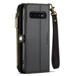For Samsung Galaxy S10 5G Leather Case CASEME C36 Zipper Multiple Card Slots Phone Cover with Straps