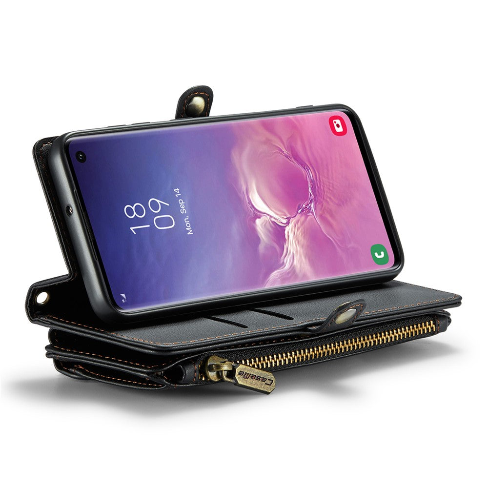 For Samsung Galaxy S10 5G Leather Case CASEME C36 Zipper Multiple Card Slots Phone Cover with Straps
