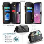 For Samsung Galaxy S10 5G Leather Case CASEME C36 Zipper Multiple Card Slots Phone Cover with Straps