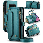For Samsung Galaxy S10 5G Leather Case CASEME C36 Zipper Multiple Card Slots Phone Cover with Straps