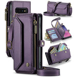 For Samsung Galaxy S10 5G Leather Case CASEME C36 Zipper Multiple Card Slots Phone Cover with Straps