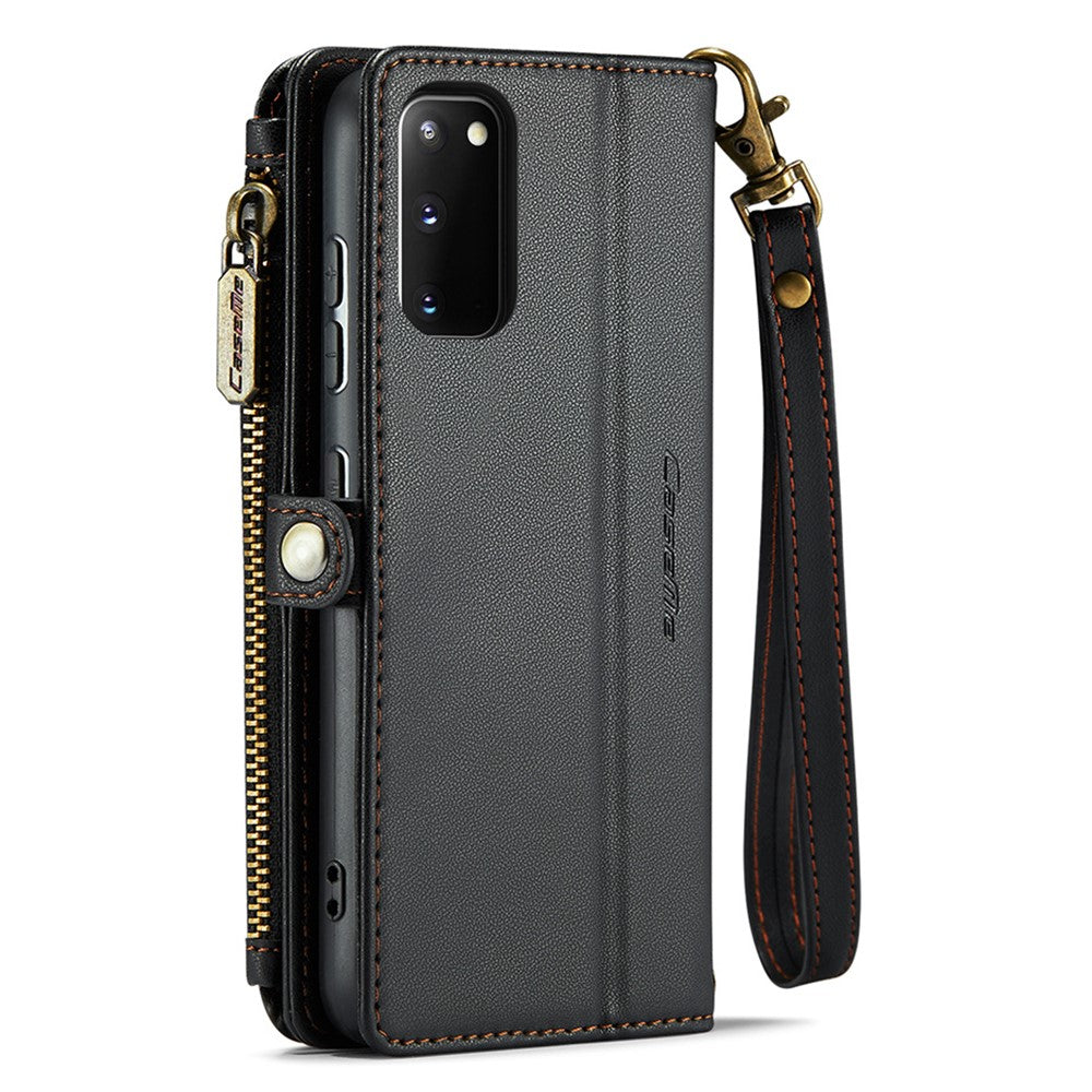 For Samsung Galaxy S20 4G / S20 5G Leather Case CASEME C36 Zipper Multiple Card Slots Phone Cover with Straps