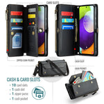Til Samsung Galaxy A52 4G / A52 5G / A52s 5G læderetui CASEME C36 lynlås med flere kortlommer telefoncover med stropper