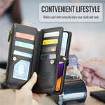 Til Samsung Galaxy A52 4G / A52 5G / A52s 5G læderetui CASEME C36 lynlås med flere kortlommer telefoncover med stropper