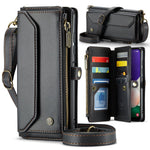 For Samsung Galaxy A22 5G (EU) Leather Case CASEME C36 Zipper Multiple Card Slots Phone Cover with Straps