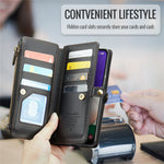 For Samsung Galaxy A22 5G (EU) Leather Case CASEME C36 Zipper Multiple Card Slots Phone Cover with Straps