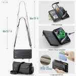 For iPhone 15 Pro Max Leather Case CASEME C36 Zipper Multiple Card Slots Phone Cover with Straps