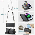 For iPhone 14 Pro Max Leather Case CASEME C36 Zipper Multiple Card Slots Phone Cover with Straps