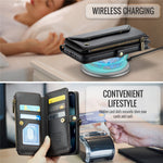 For iPhone 13 Pro Leather Case CASEME C36 Zipper Multiple Card Slots Phone Cover with Straps