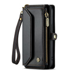 For iPhone 13 Pro Max Leather Case CASEME C36 Zipper Multiple Card Slots Phone Cover with Straps