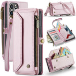 For iPhone 13 Pro Max Leather Case CASEME C36 Zipper Multiple Card Slots Phone Cover with Straps