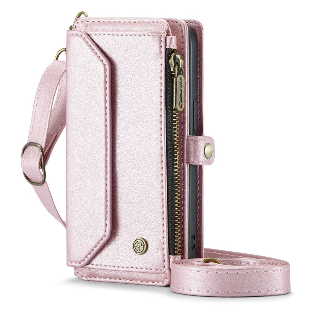 For iPhone 12 mini Leather Case CASEME C36 Zipper Multiple Card Slots Phone Cover with Straps
