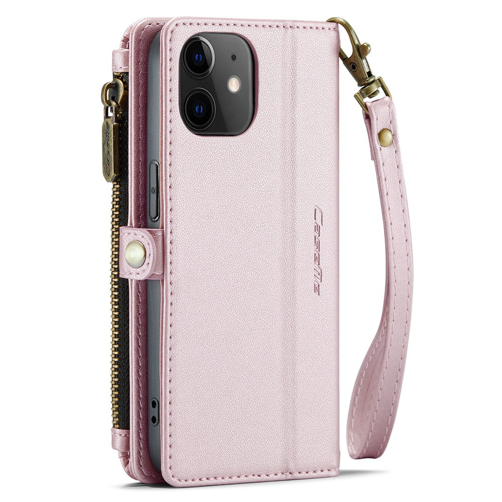 For iPhone 12 mini Leather Case CASEME C36 Zipper Multiple Card Slots Phone Cover with Straps