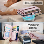 For iPhone 12 mini Leather Case CASEME C36 Zipper Multiple Card Slots Phone Cover with Straps