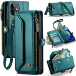For iPhone 12 mini Leather Case CASEME C36 Zipper Multiple Card Slots Phone Cover with Straps