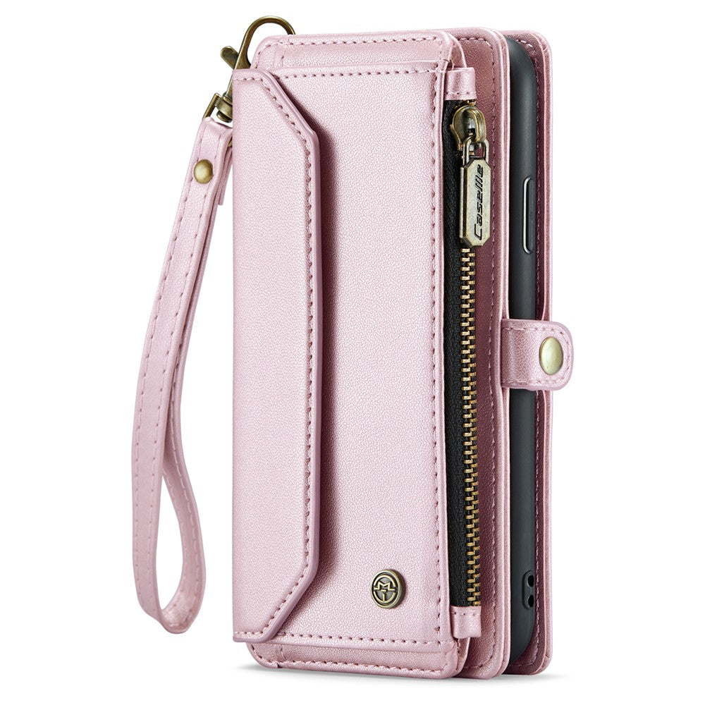 For iPhone XS Max Leather Case CASEME C36 Zipper Multiple Card Slots Phone Cover with Straps