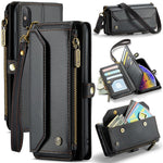 For iPhone XS Max Leather Case CASEME C36 Zipper Multiple Card Slots Phone Cover with Straps