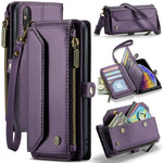 For iPhone XS Max Leather Case CASEME C36 Zipper Multiple Card Slots Phone Cover with Straps