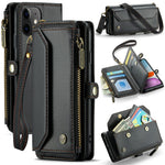 For iPhone 11 Leather Case CASEME C36 Zipper Multiple Card Slots Phone Cover with Straps
