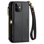 For iPhone 11 Leather Case CASEME C36 Zipper Multiple Card Slots Phone Cover with Straps