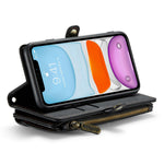 For iPhone 11 Leather Case CASEME C36 Zipper Multiple Card Slots Phone Cover with Straps