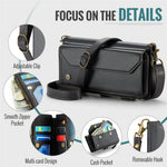 For iPhone 11 Leather Case CASEME C36 Zipper Multiple Card Slots Phone Cover with Straps
