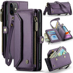 For iPhone 11 Leather Case CASEME C36 Zipper Multiple Card Slots Phone Cover with Straps
