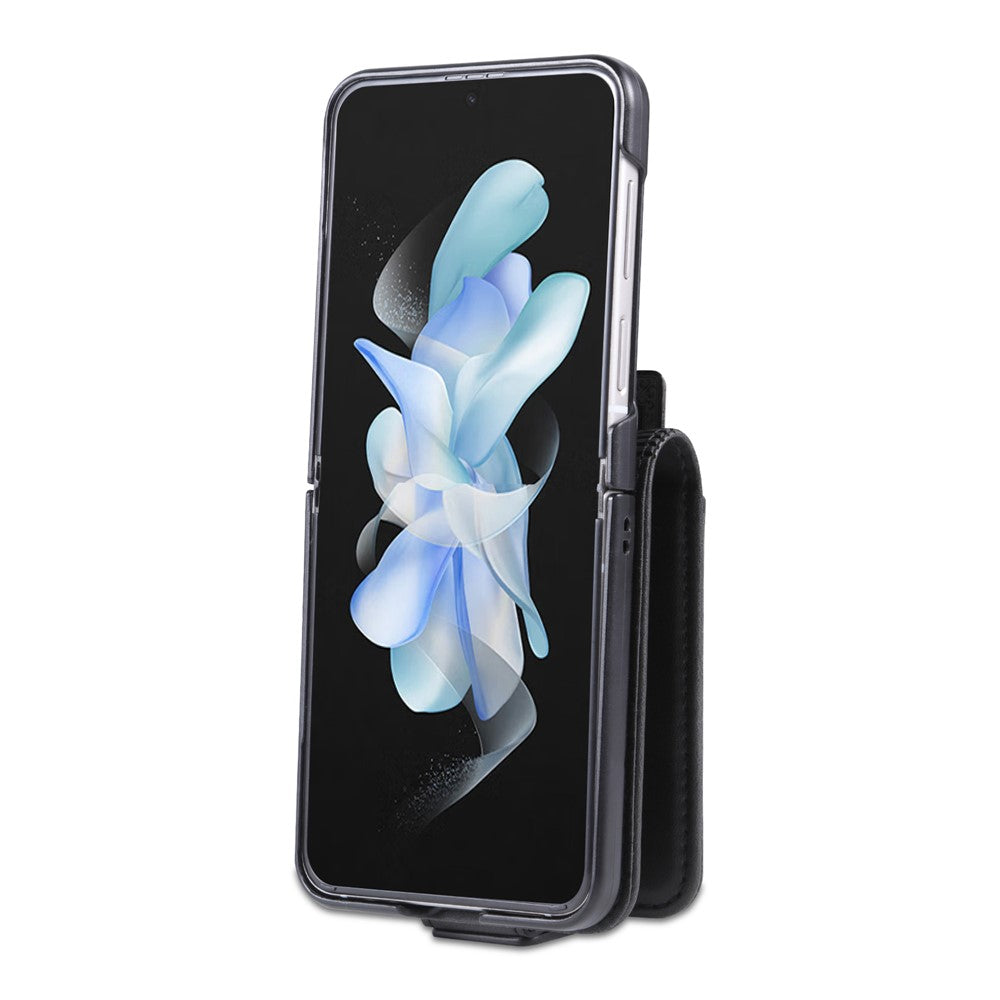 AZNS-skal til Samsung Galaxy Z Flip7 FE 5G / Z Flip6 5G, kortholder, PU-læder-mobilskal med koskindstruktur