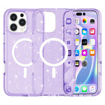 För iPhone 16 Pro Magnetiskt fodral kompatibelt med MagSafe PC+TPU Glitterfodral