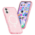 For iPhone 16 Case Compatible with MagSafe Sparkly Glitter PC+TPU Phone Cover