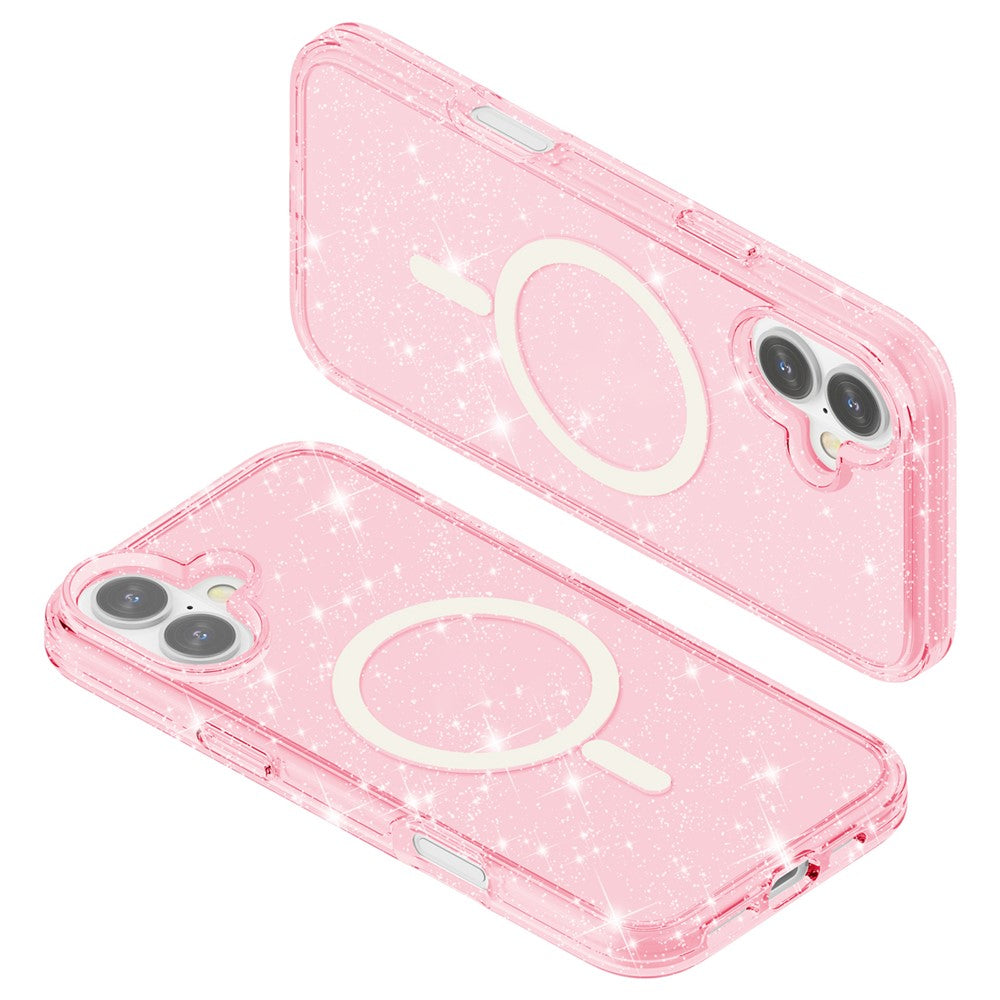 For iPhone 16 Case Compatible with MagSafe Sparkly Glitter PC+TPU Phone Cover